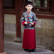儿童唐装汉服古装男童少爷龙袍，秋冬中国风公子套装演出拜年服