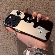 黑白猫咪适用苹果15手机壳2024女款高级感iphone15promax套14pro全包13p的硅胶mini镜头i11软xr防摔ip12Pr0