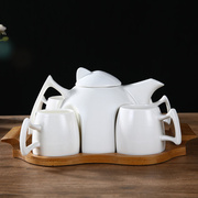 欧式陶瓷创意咖啡杯套装简约家用下午茶具，茶壶杯子套具带托盘