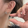 anss925纯银韩风复古做旧简约线条镂空爱心耳环，女气质耳钉