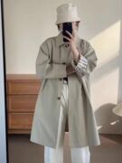 日式风衣外套女2023秋季拼接高级感工装简约中款风衣女小个子