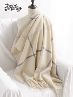 sibley北欧风格子沙发，毯冬季羊毛披肩毛毯，山羊绒办公室温柔气质