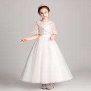 厂儿童礼服公主裙女童前短后长小女孩花童婚纱主持人钢琴演出服销