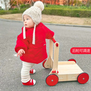 ptgu婴儿童可调速木质学步车手推车玩具多功能防型腿宝宝学走路o