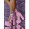 欧美lolita高跟鞋外贸粉色，漆皮辣妹水台粗跟大码47高跟鞋p767-04