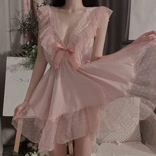 法式仙气可爱粉色睡裙纯欲宫廷风蕾丝吊带公主风夏甜美网纱睡衣