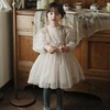 欧美法式儿童装春秋款女童甜美蕾丝公主网纱裙灯笼袖长袖连衣裙子