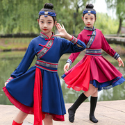 儿童白马舞蹈服装蒙古服族演出服女童少数民族幼儿园筷子舞表演服