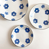 日本制进口美浓烧森系小花朵陶瓷餐盘日式家用釉下彩饭碗面碗
