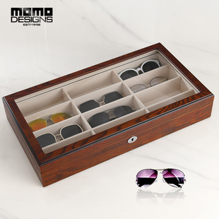 墨镜盒眼镜收纳盒多格高档木质大容量男女高级感太阳镜展示整理盒