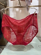 爱慕内裤女性感蕾丝红色柔软短裤，纯棉里裆中腰平角裤am237431