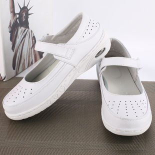 台湾nyi气垫护士鞋白色，真皮女单鞋夏季凉鞋，孕妇妈妈鞋平底2603