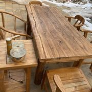 老榆木门板茶桌实木桌旧木桌风化旧木板复古餐桌原木茶台吧台