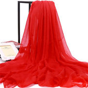 纯色大红丝巾韩版雪纺，围巾披肩两用纱巾防嗮沙滩巾