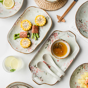 中式陶瓷碗碟碗盘组合家用米饭碗味碟大号，双耳鱼盘大汤碗方盘菜(方盘菜)盘