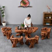 根雕喝茶桌椅组合茶具套装一体家用小茶台阳台禅意功夫茶桌子