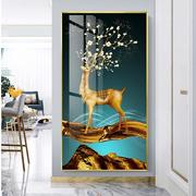 新中式抽象山水麋鹿晶瓷画客厅，卧室玄关沙发走廊墙壁挂画装饰画