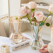 欧式ins简约透明玻璃花瓶水养鲜花玫瑰百合客厅家用桌面装饰摆件