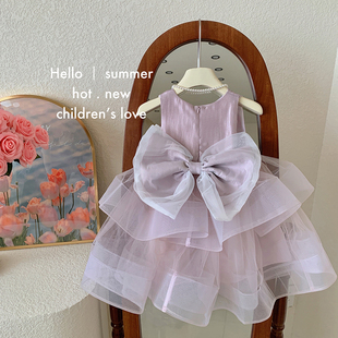 儿童蓬感公主裙2024小童，礼服生日高端女童连衣裙粉色甜美夏装