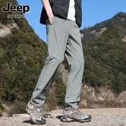 jeep吉普休闲裤男士夏季新薄款宽松直筒工装裤冰丝，运动长裤子男裤