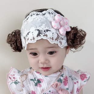 婴儿帽子夏季薄款小月龄，公主女宝宝假发，发带甜美洋气卤门女童发饰