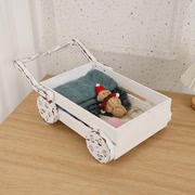 影楼道具新生儿摄影木质小床婴儿拍照摆件宝宝月子照相木框小板车