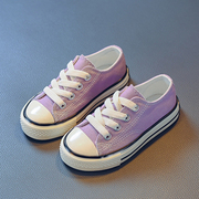 儿童帆布鞋低帮糖果色女童，布鞋2024春季男童板鞋休闲系带鞋子