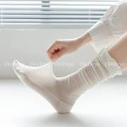 白色小腿袜女夏季薄款镂空网眼走秀网红中长筒棉袜防臭堆堆袜日系