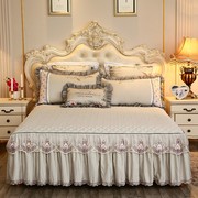 欧式夹棉加厚床裙三件套1.8m床罩公主风蕾丝床单1.5米床防滑床套