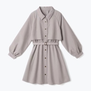 GRL优雅甜美衬衫式长袖连衣裙日本原单女装