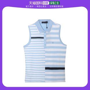 韩国直邮gfore上装t恤女款天蓝色条纹无袖，翻领时尚g4ls23k501-sky