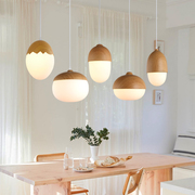 设计师北欧创意单头实木纹坚果吊灯餐厅卧室床头时尚铁艺吊灯