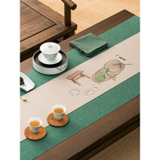 形相防水茶席禅意布艺桌旗中式防滑茶旗桌垫套装茶桌布茶道零配件