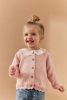 英国next童装24款女童纯棉粉色开衫儿童花边领毛衣针织衫外套