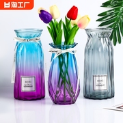 玻璃花瓶摆件透明水培植物干花，客厅装饰插花瓶仿真桌面器皿极简