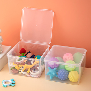 婴儿玩具收纳盒啃咬透明分类儿童牙胶宝宝，手抓磨牙棒整理箱小号