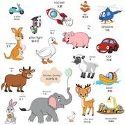 儿童房卡通动漫墙贴可爱动物小图案贴纸早教识图动画车车贴画防水