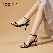 Josiny/卓诗尼高跟鞋女夏季2024年细跟不累脚小个子露趾凉鞋
