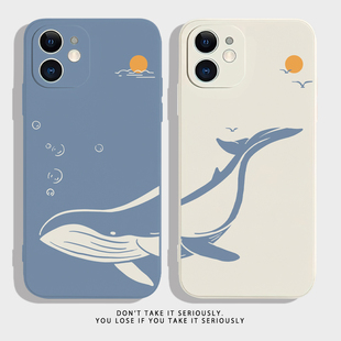 鲸落~任意型号iPhone14promax苹果13情侣手机壳vivoS15/S16适用12华为mate50OPPOreno8/9小米10至尊版红米K50