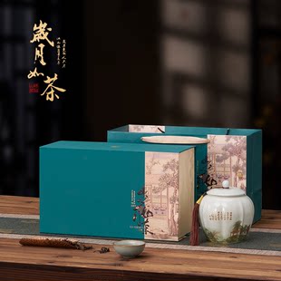 高档半斤通用茶叶，包装盒瓷罐绿茶红茶高端茶叶罐，礼盒空盒定制