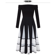 名媛风黑色小礼服宴会连衣裙，长袖65241常规，袖聚酯纤维2024年秋季