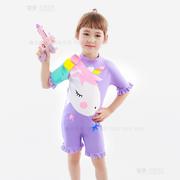幼儿泳衣女宝宝两岁女童连体韩版2-8岁小泳装荷叶边儿童潜水衣儿