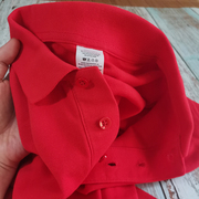 长袖纯棉polo衫夏季男女款大红色，商务休闲春纯色短袖翻领t恤中国