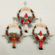 圣诞节花环装饰挂门挂饰花圈藤条商场圣诞树麋鹿墙面挂件场地布置