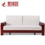现代中式沙发床1.8米1.5米简约木质沙发床，全实木沙发床