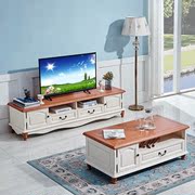 地中海风格实木茶几，电视柜组合美式家具小户型1.2米长方形茶桌