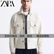 春季男装米色，宽松长袖仿麂皮绒面衬衫外套，夹克3046506806