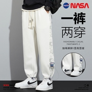 NASA联名小熊九分裤子男款夏秋季宽松束脚休闲裤学生篮球运动长裤