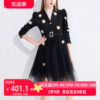 AUI不规则设计感黑色西装裙女2024春秋高级小众气质西服外套