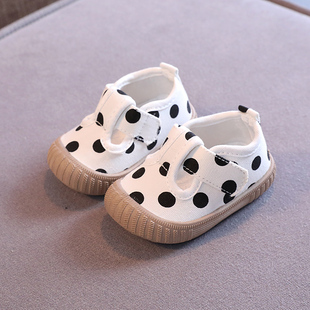 巴拉巴柆宝宝鞋子学步鞋软底防滑0-2岁男女童休闲帆布鞋透气